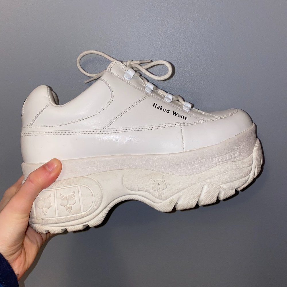 Naked Wolfe Sporty White Leather Sneaker size 8 US / 38 EU